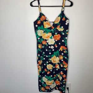 Leith Navy Midi Bodycon Dress Size Small